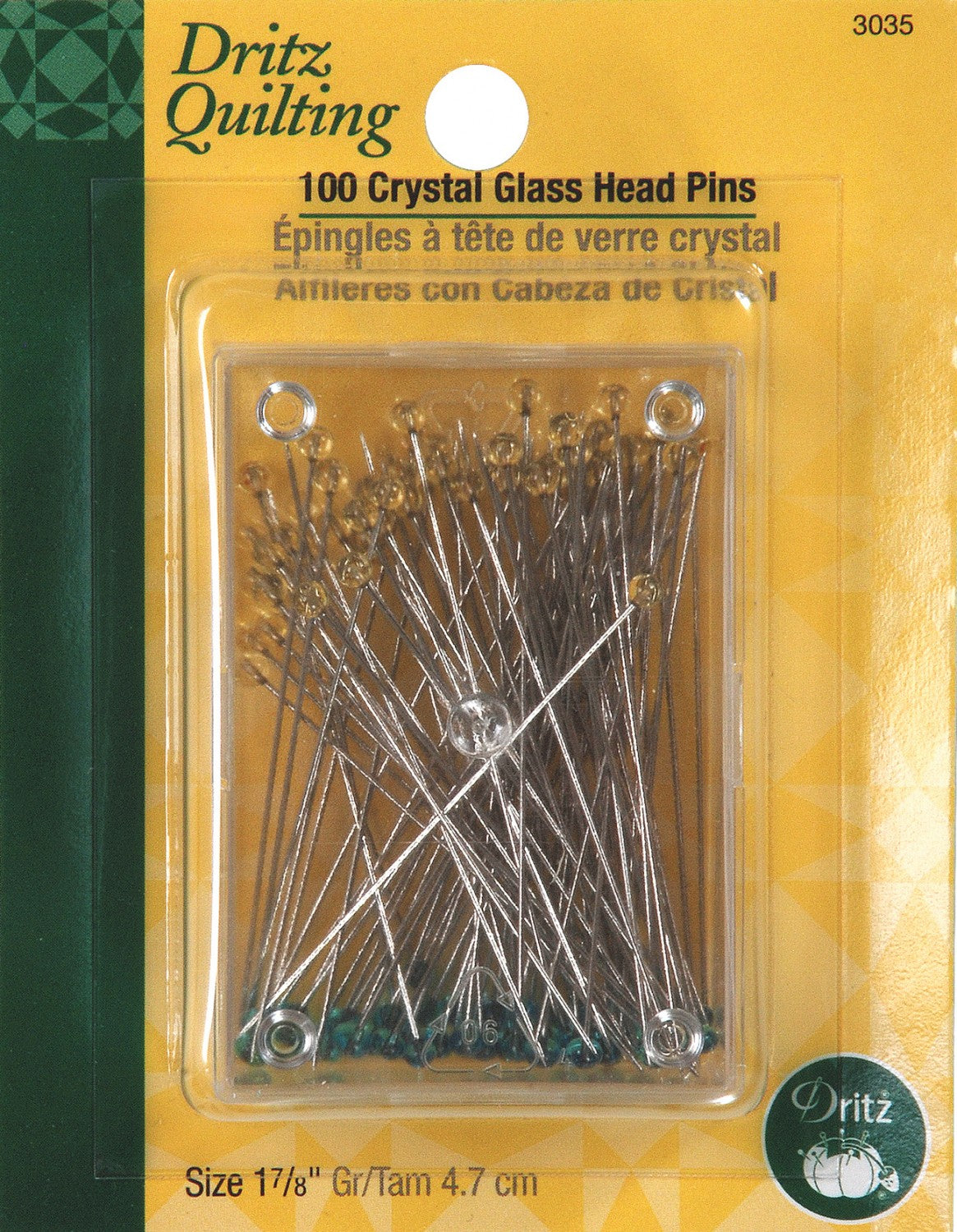 Dritz Crystal Glass Head Pins - 100ct