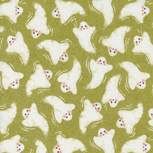 Hey Boo Friendly Ghost - Witchy Green - Yardage