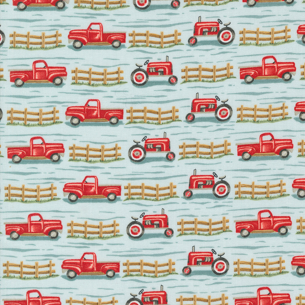 Willows Farm Trucks & Tractors - Sky - Yardage