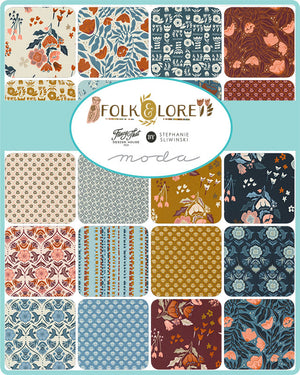 Folk Lore Dancing Flowers - Mist - Yardage