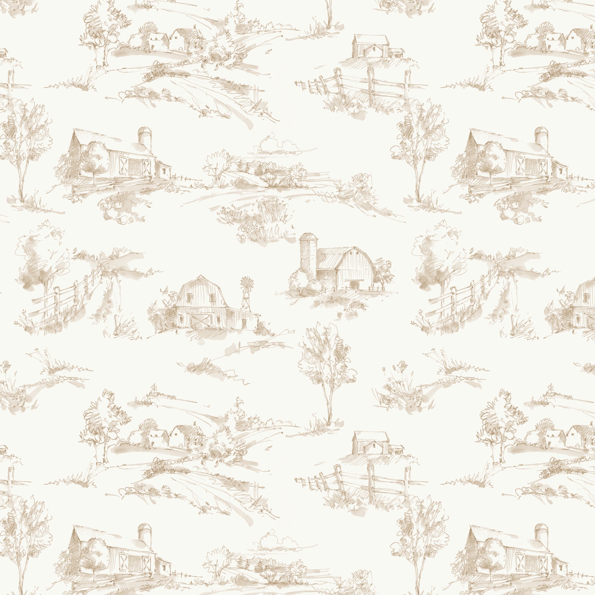 Countryside Scenery - Sand - Yardage