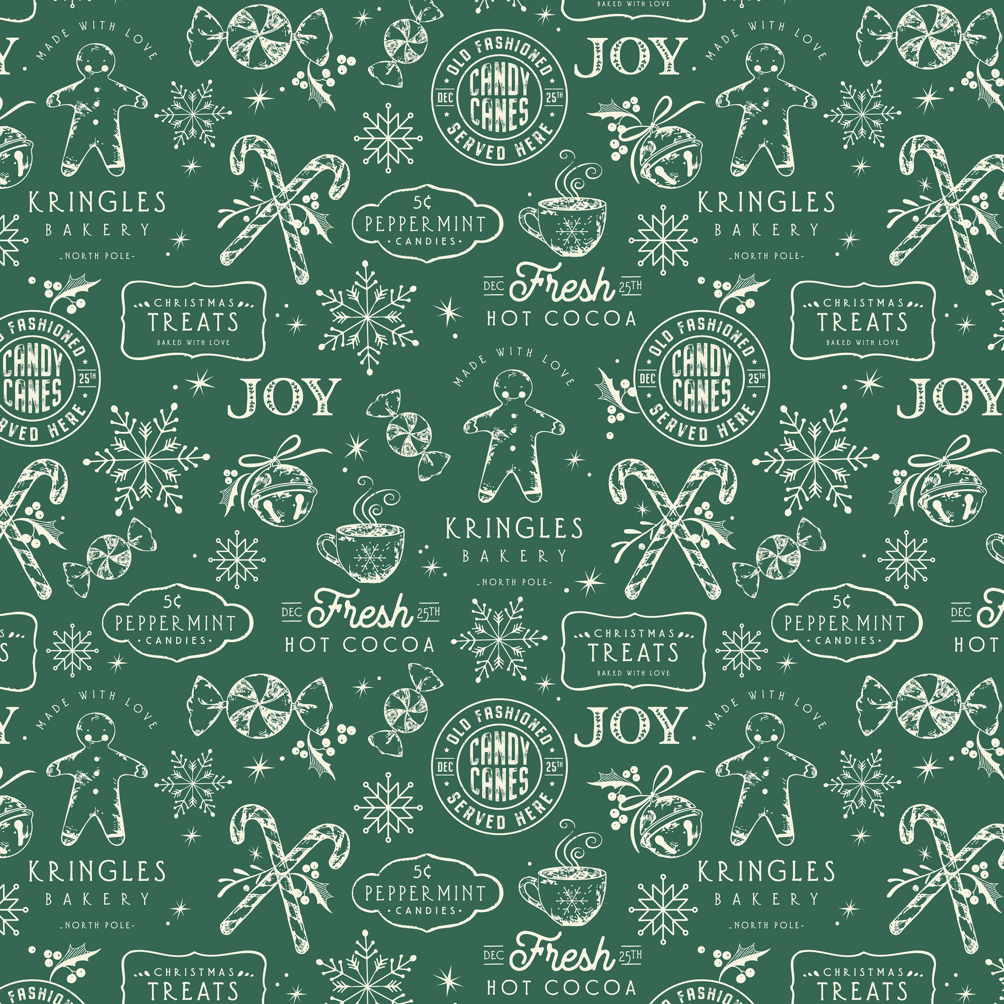 Merry Little Christmas - Treats Green - Yardage