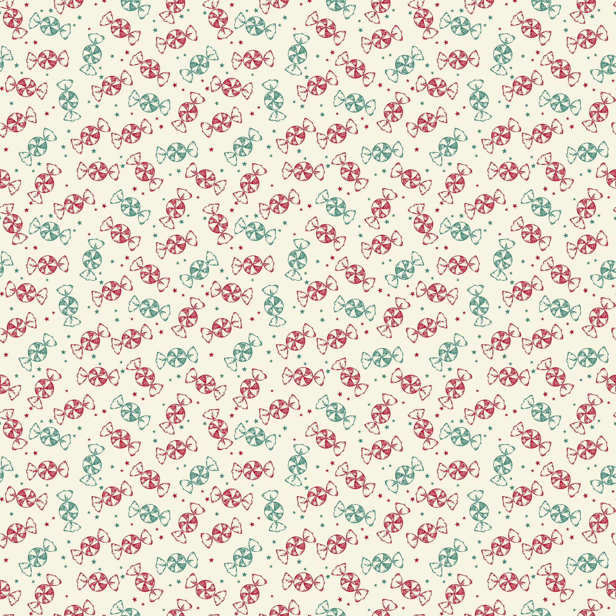 Merry Little Christmas - Peppermint Cream - Yardage