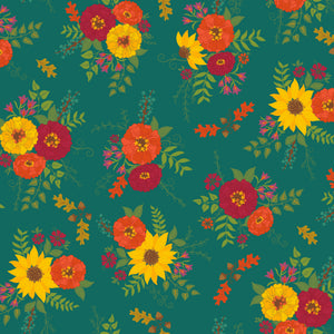 Autumn Afternoon Main - Teal - Yardage