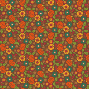 Autumn Afternoon Pumpkins - Brown - Yardage