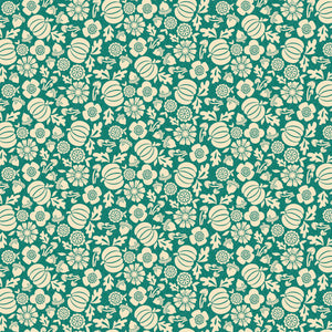 Autumn Afternoon Pumpkins - Teal - Yardage