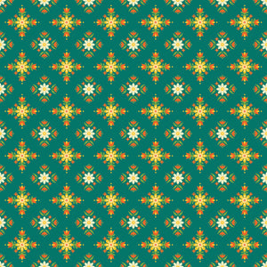 Autumn Afternoon Flower Clusters - Teal - Yardage