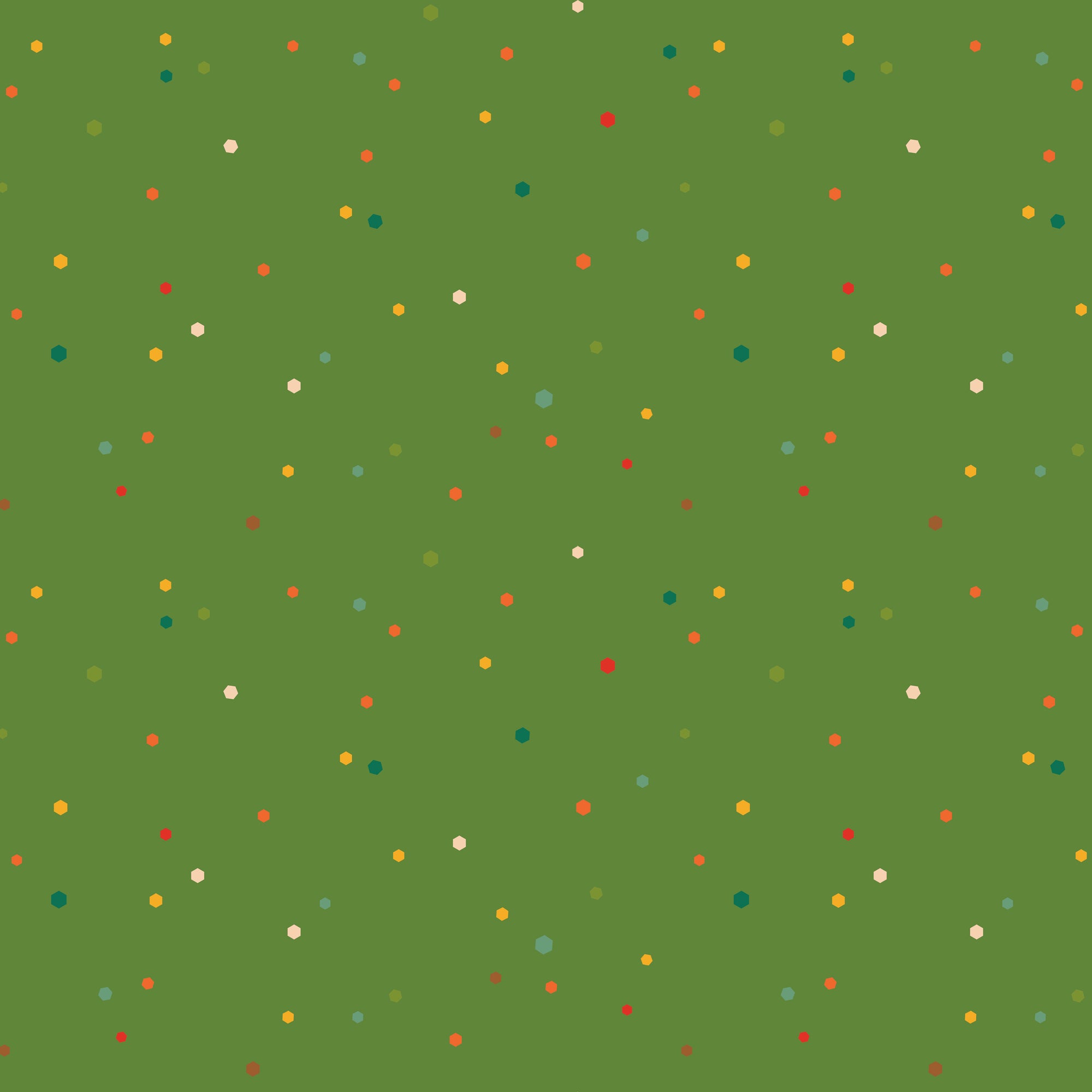 Autumn Afternoon Hexi Dots - Green - Yardage