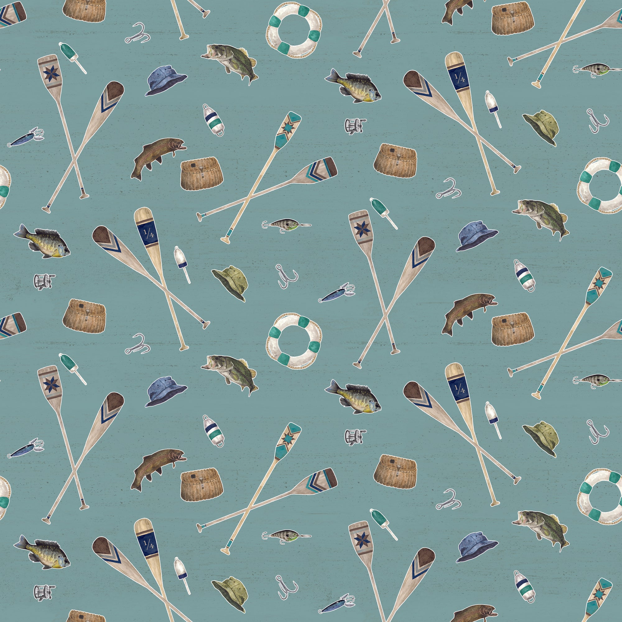 Wake at the Lake Icons - Teal - Yardage