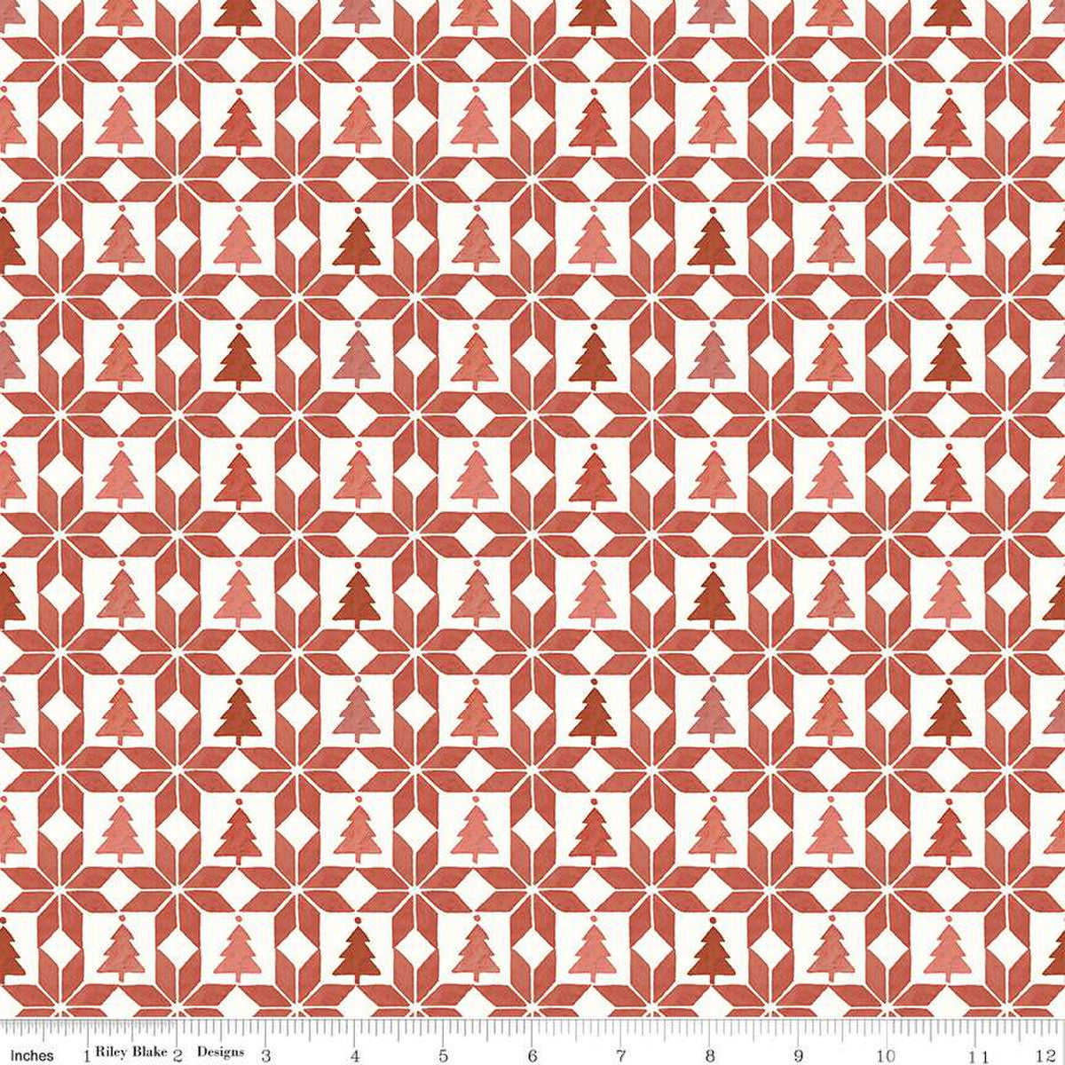 Magical Winterland Patchwork - Barn Red - Yardage