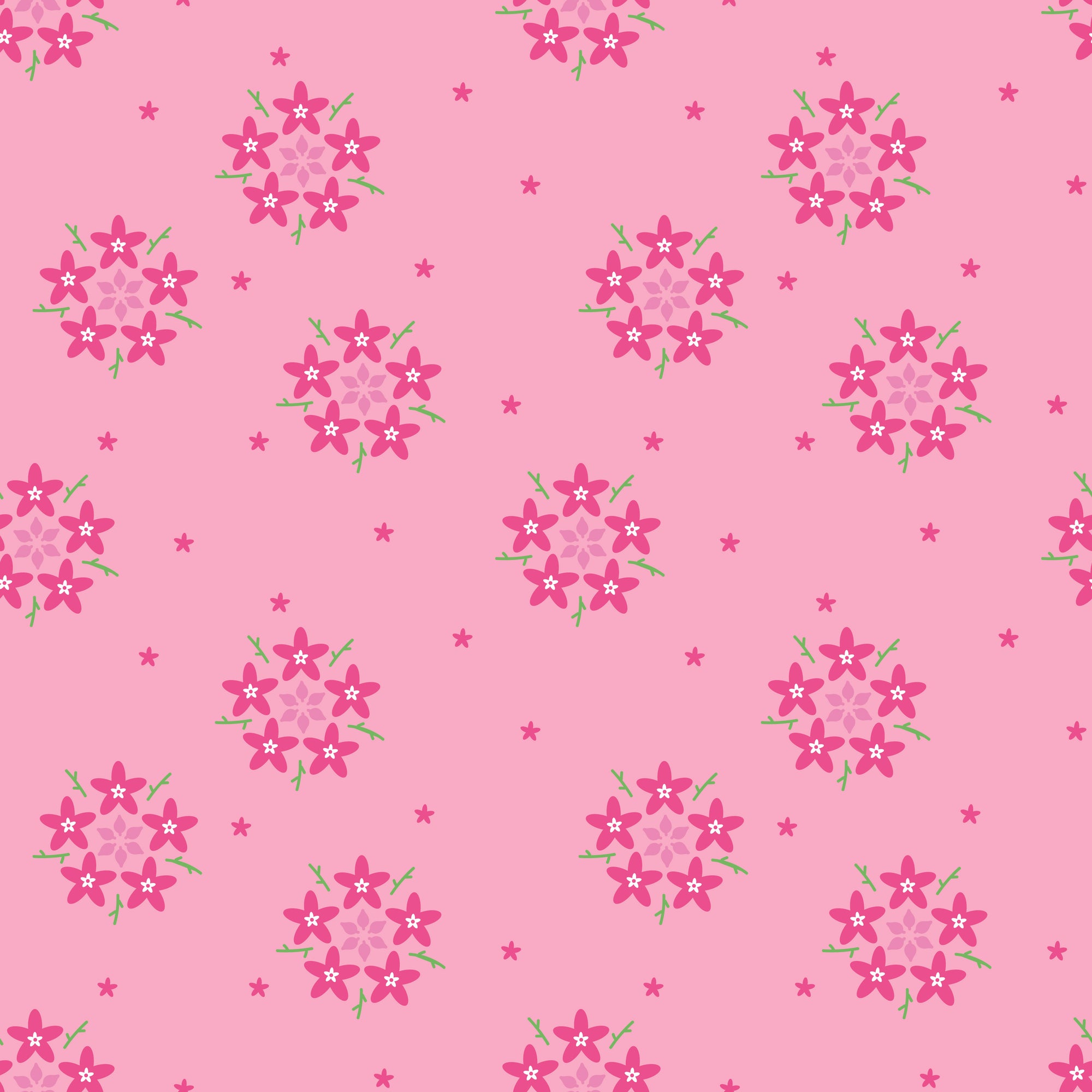 Bloom Star Flower - Pink - Yardage