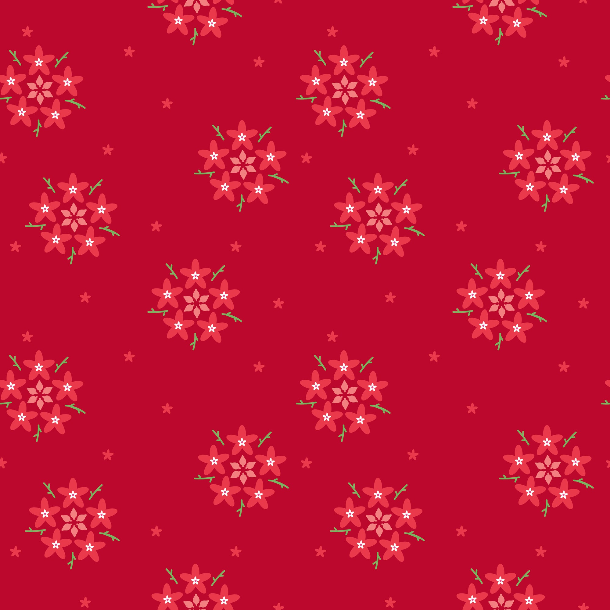 Bloom Star Flower - Scarlet - Yardage