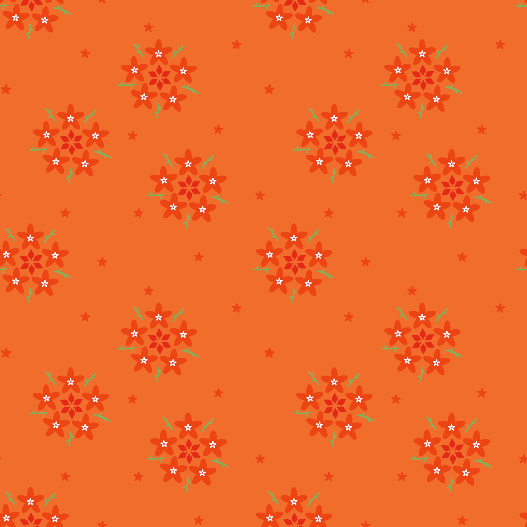 Bloom Star Flower - Tangerine - Yardage