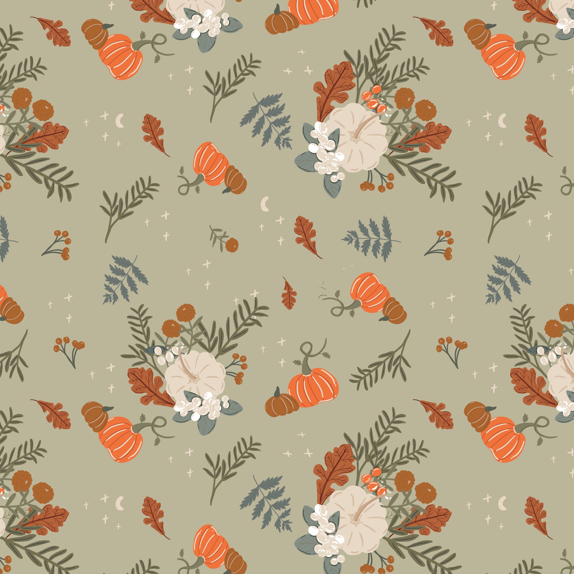 Pumpkin Spice Main - Sage - Yardage