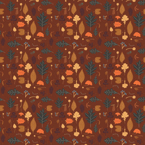 Pumpkin Spice Leaves - Brown - Yardage