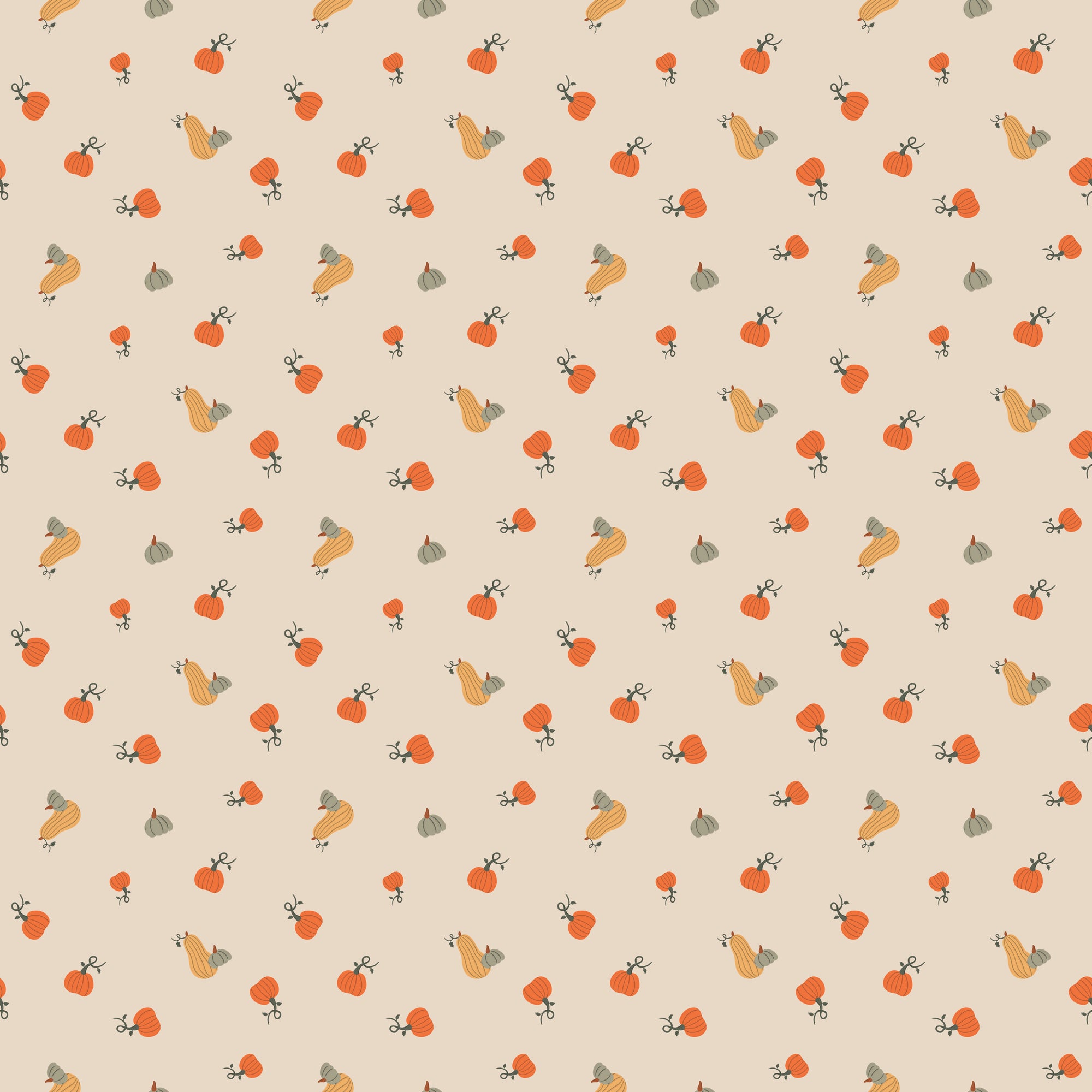 Pumpkin Spice Pumpkins - Ivory - Yardage