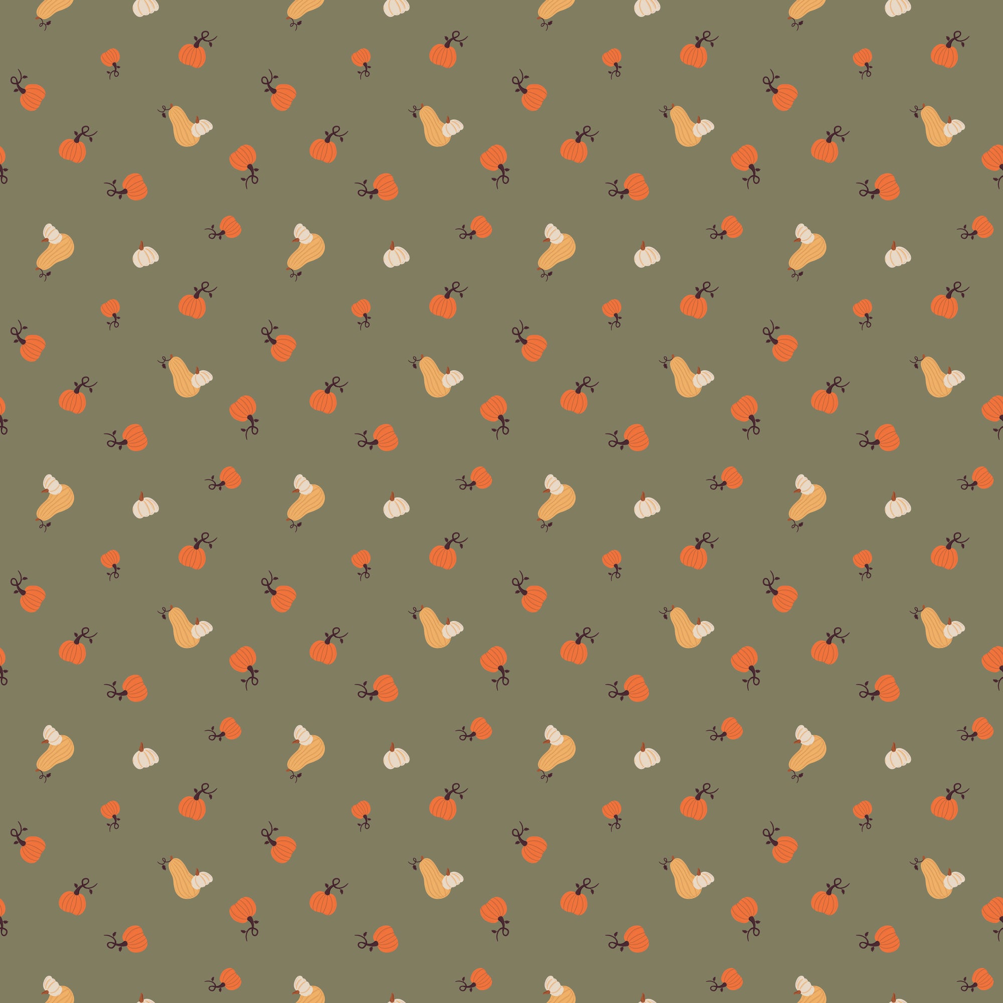 Pumpkin Spice Pumpkins - Olive - Yardage