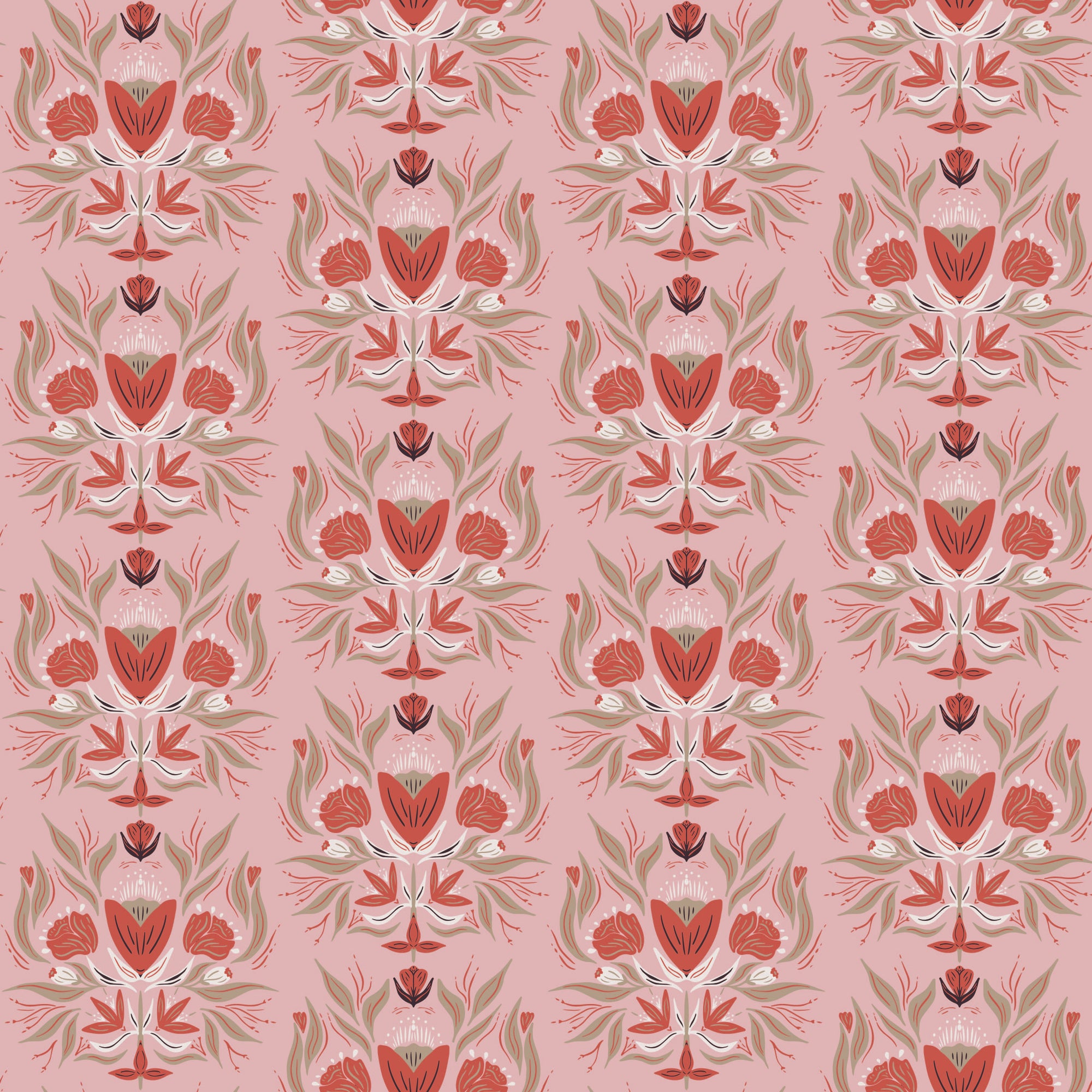 Garden Dreams Floral Damask - Dusty Pink - Yardage