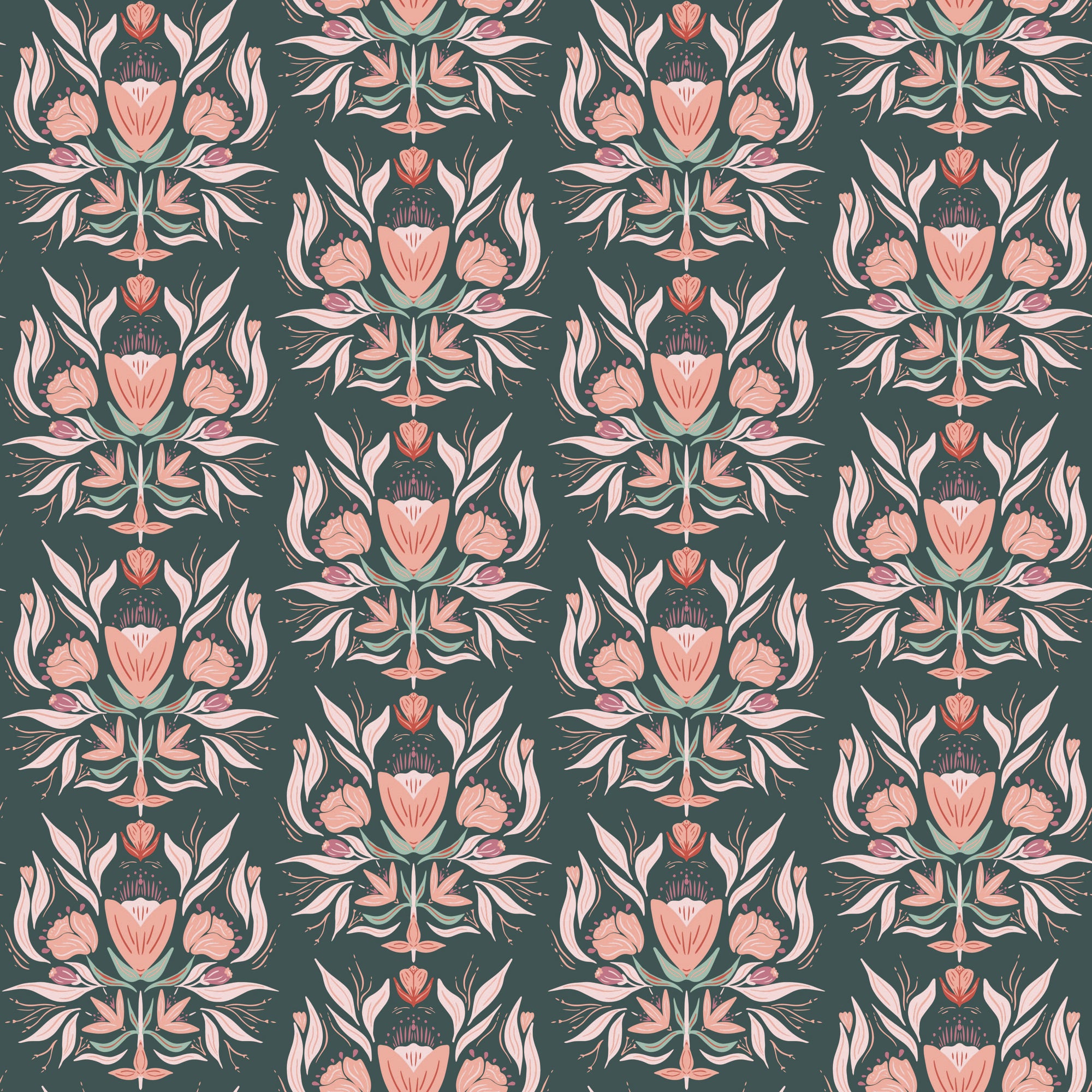 Garden Dreams Floral Damask - Evergreen - Yardage