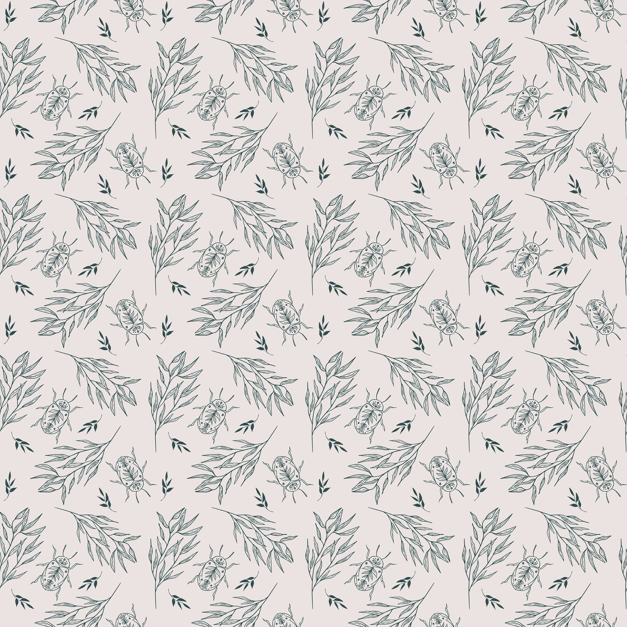 Garden Dreams Beetle - Off White - Yardage