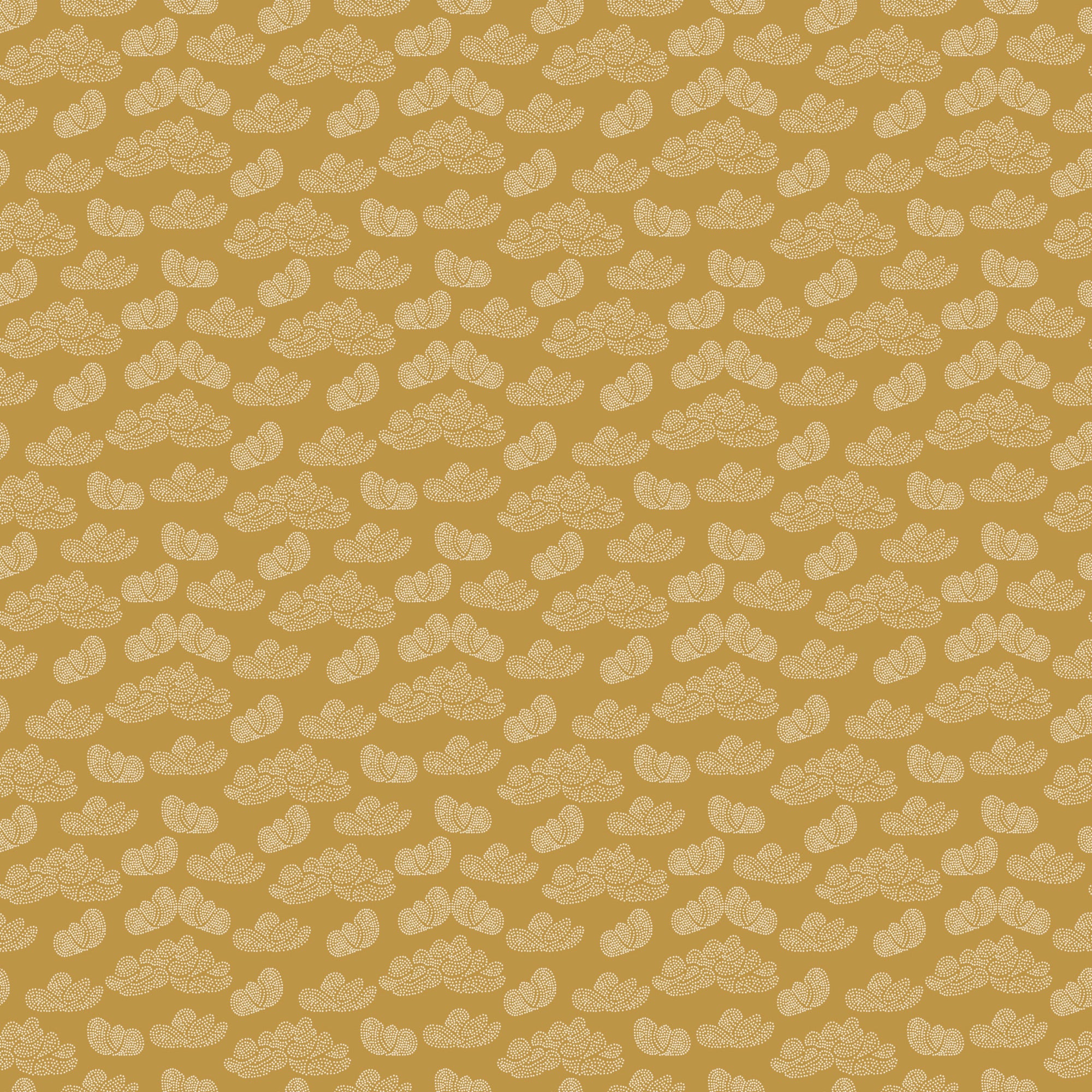 Garden Dreams Clouds - Gold - Yardage