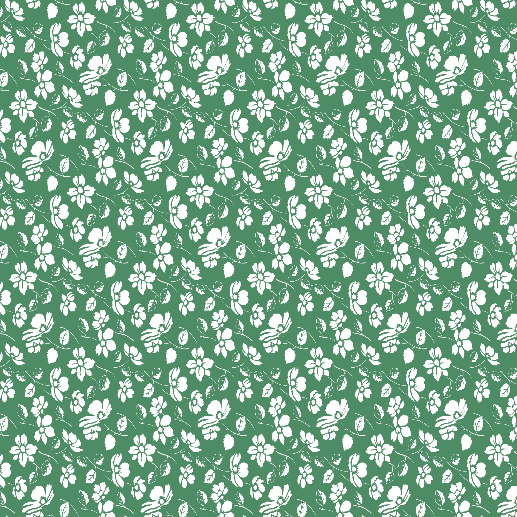 Always In Season Mono Floral - Green - Yardage