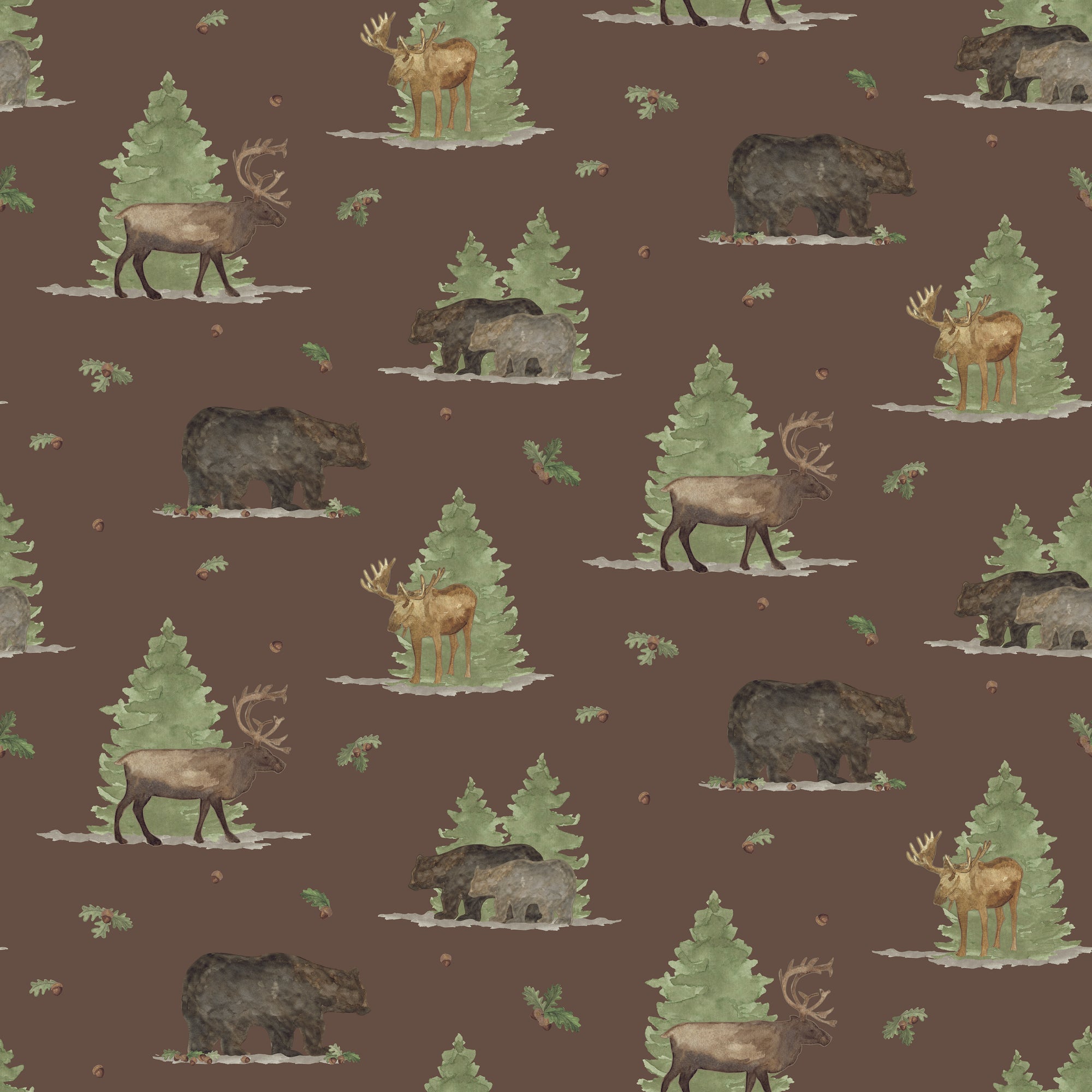 Let's Get Lost In The Woods Main - Brown - Yardage