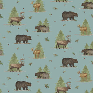 Let's Get Lost In The Woods Main - Vintage Blue - Yardage