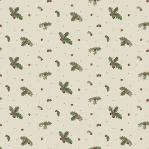 Let's Get Lost In The Woods Acorns & Leaves - Off White - Yardage