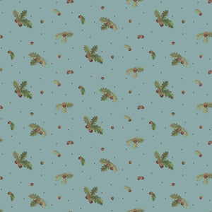 Let's Get Lost In The Woods Acorns & Leaves - Vintage Blue - Yardage