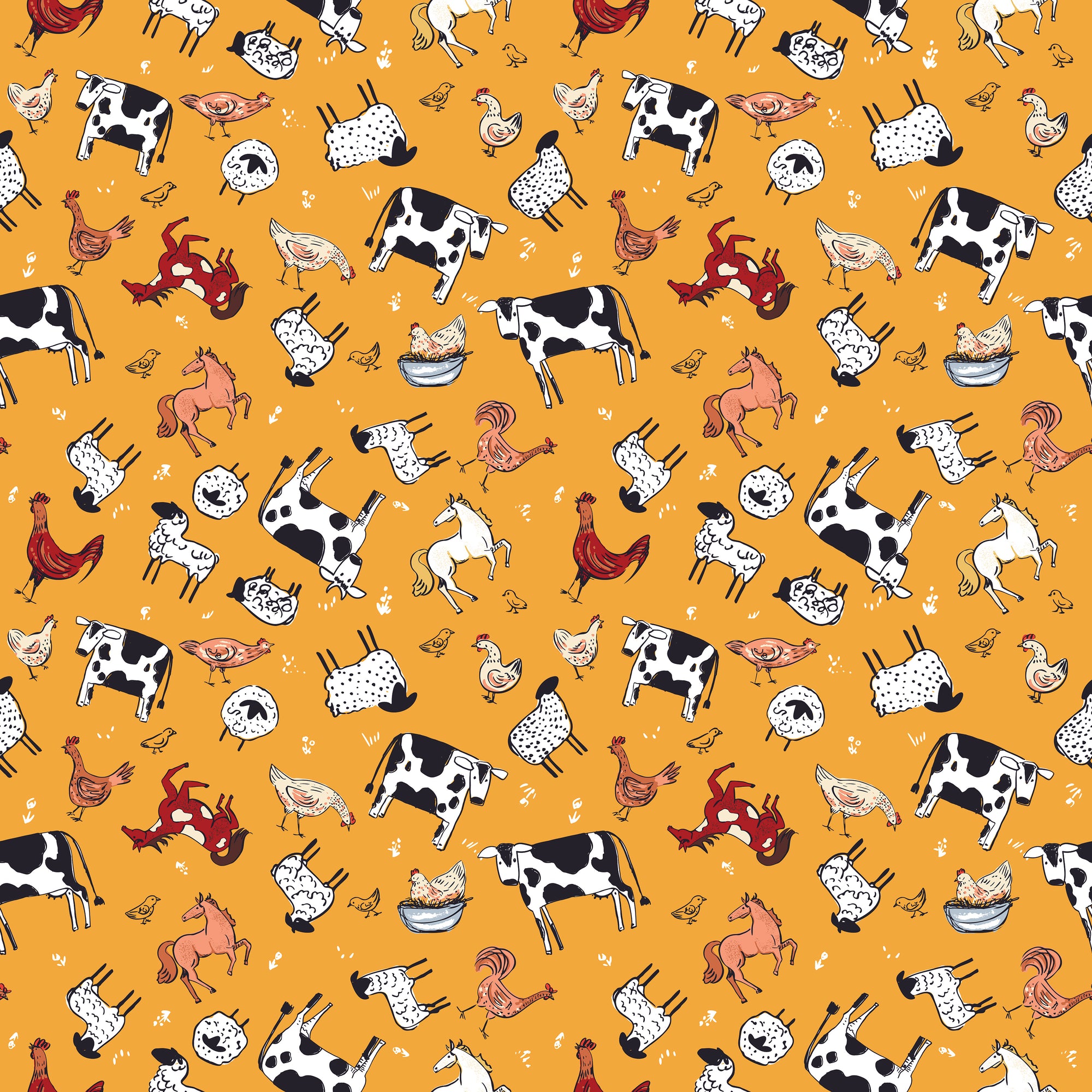 Farm Livin' Animal Toss - Yellow - Yardage