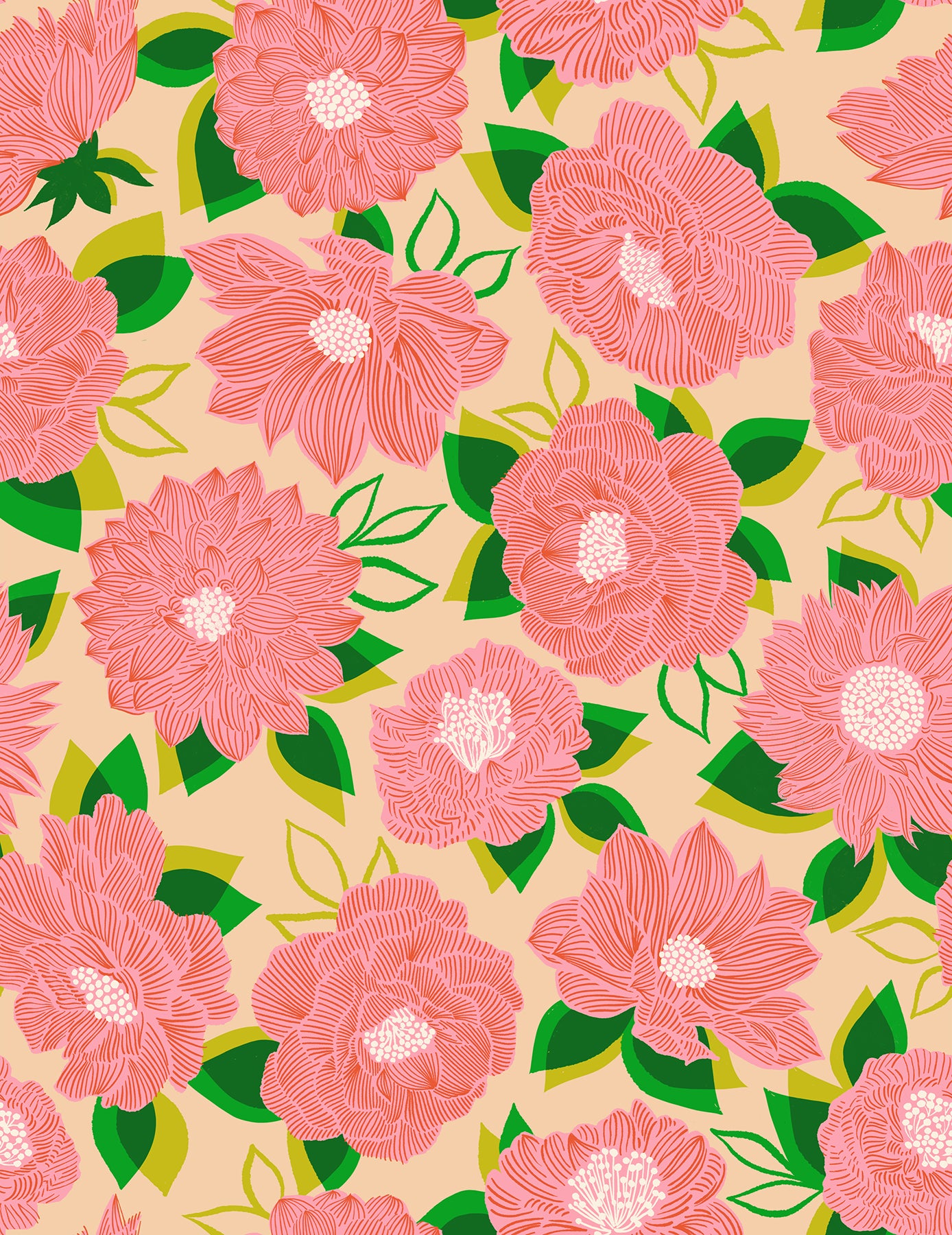 Favorite Flowers Blooming - Sorbet - Yardage