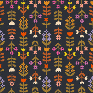 Favorite Flowers Meadow - Soft Black - Yardage