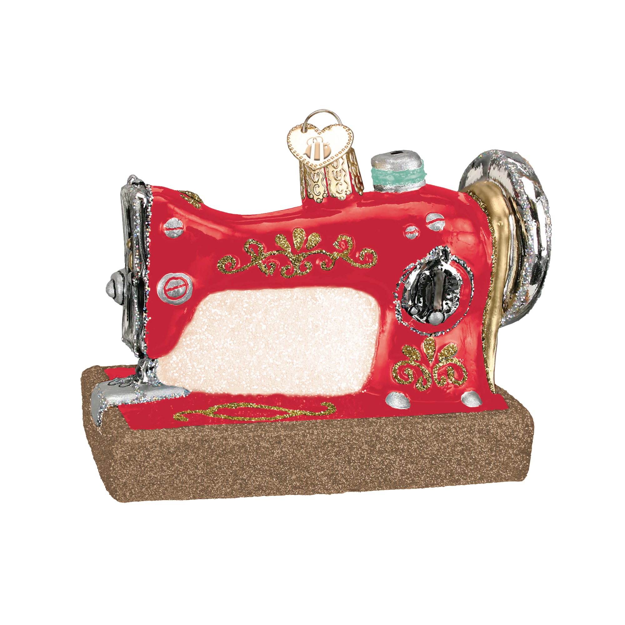 Sewing Machine Blown Glass Ornament